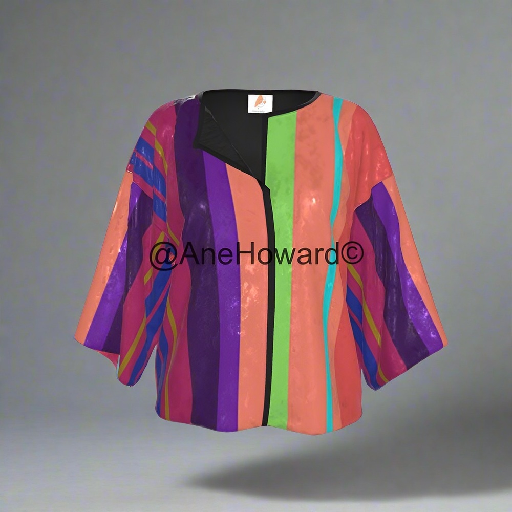 VELVET KIMONO JACKET HAPPY STRIPES
